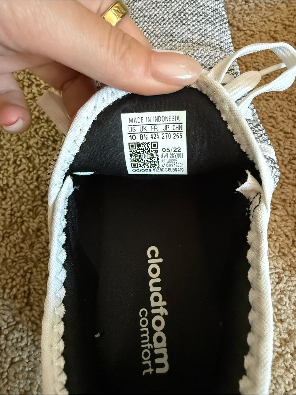 adidas Women’s Gray and White Knit Lightweight Athletic Sneakers